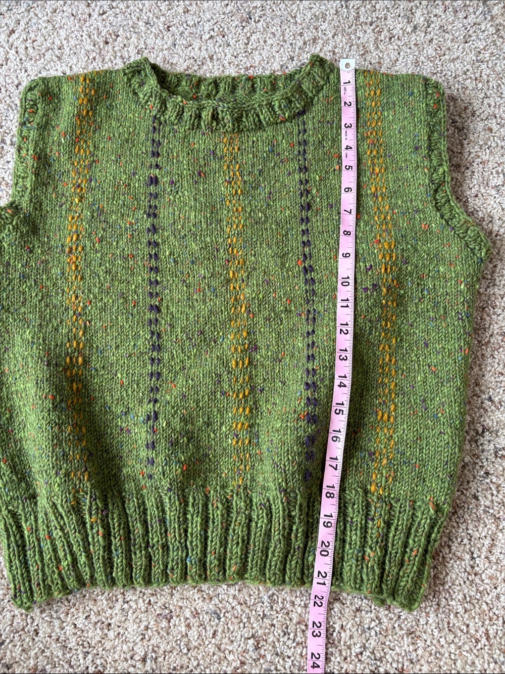 Handmade Green Knit Sleeveless Sweater Vest - Picture 4 of 6